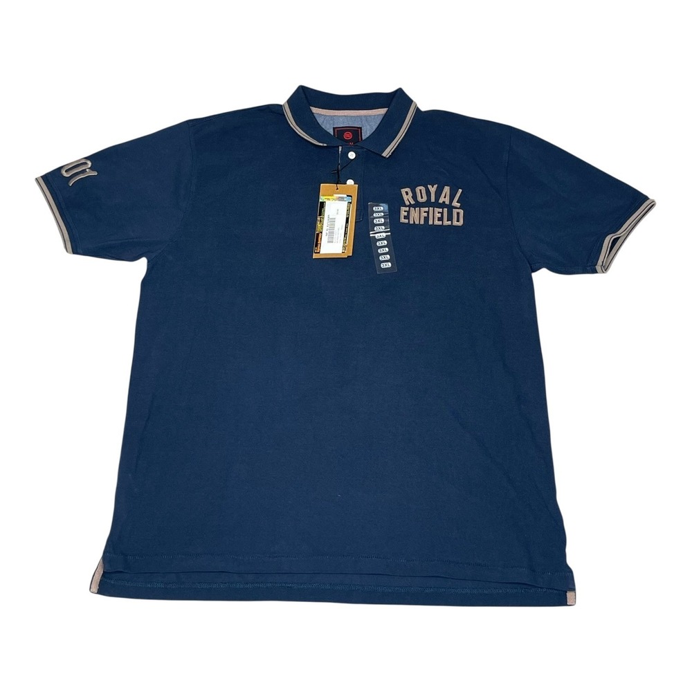 NEW Royal Enfield Mens Navy Blue‎ Short Sleeve Polo Motorcycles Bikers Shirt 3XL